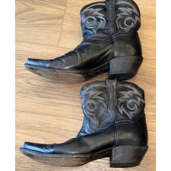 Dan Post Cowboy Ankle Boot Black  Leather Registered Size 8 1/2 Western - Picture 7 of 16